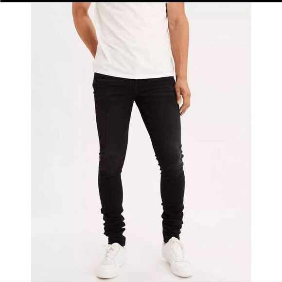 American Eagle Ne(x)t Level Flex Stacked Skinny Jean Black Size 26x28 - Picture 1 of 9